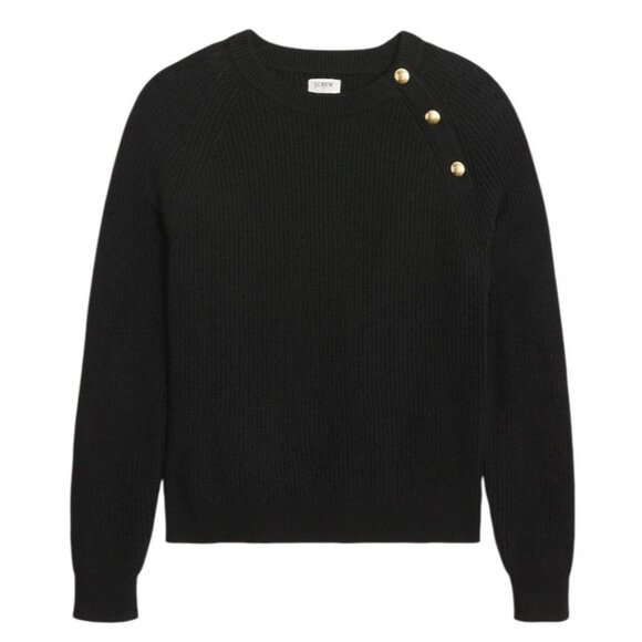 J.Crew Button Raglan Crew Neck Sweater Black Size XL - Picture 1 of 8